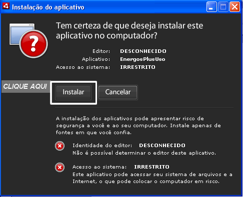 Instalando o programa