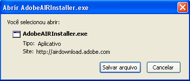 Salvando o arquivo do Adobe AIR